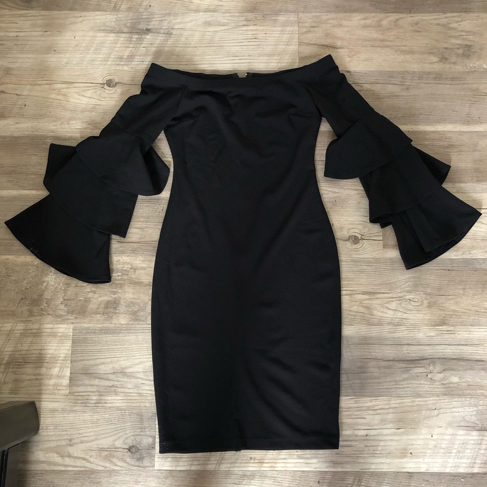 Black Off Shoulder Dress.